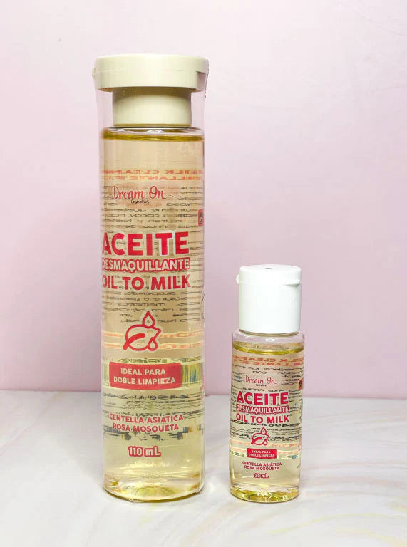 MINI ACEITE DESMAQUILLANTE DOBLE LIMPIEZA OIL TO MILK 20 ML DREAM ON  COSMETICS