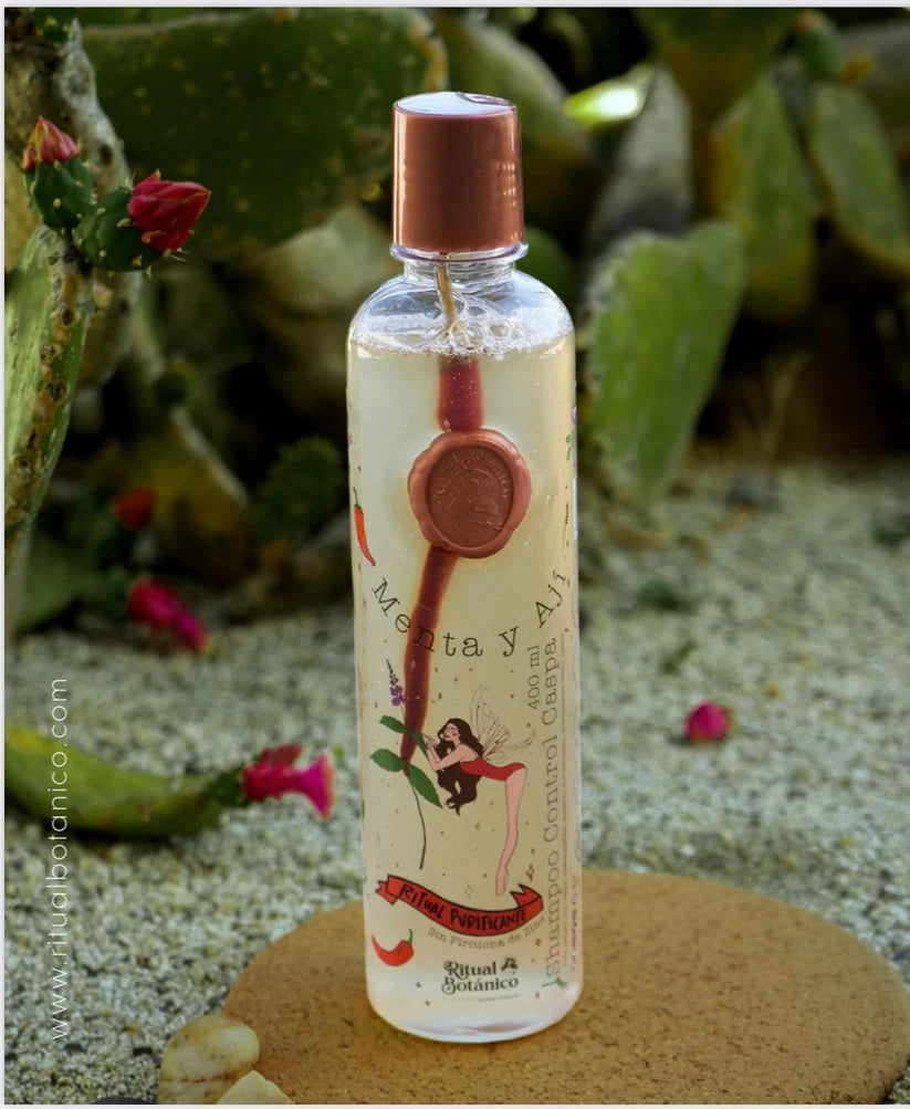 SHAMPOO CONTROL CASPA CON MENTA Y AJÍ RITUAL BOTÁNICO