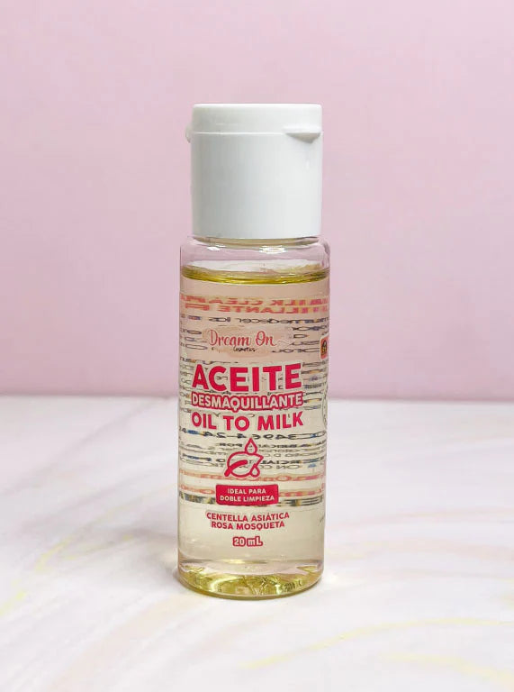 MINI ACEITE DESMAQUILLANTE DOBLE LIMPIEZA OIL TO MILK 20 ML DREAM ON  COSMETICS