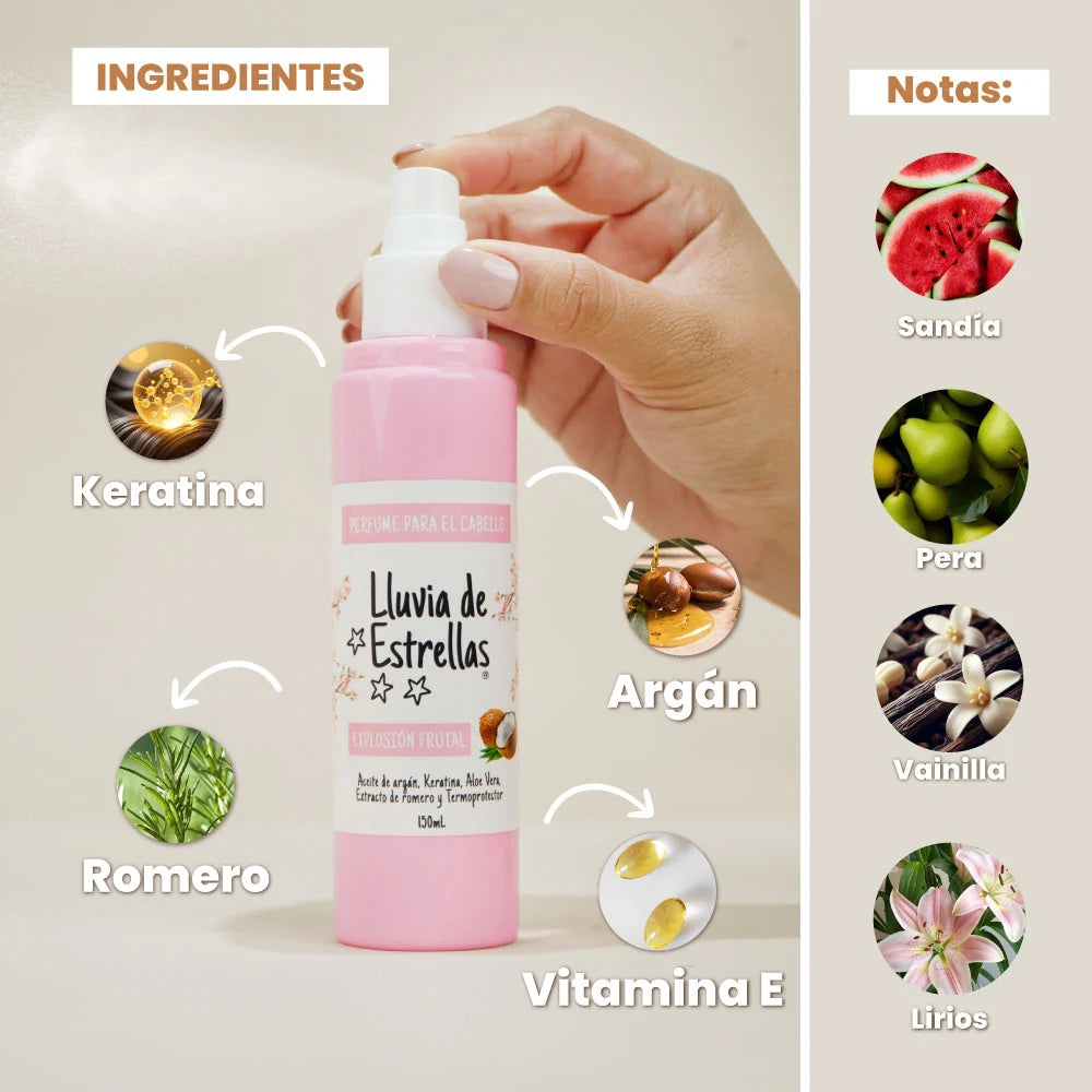 PERFUME PARA EL CABELLO EXPLOSIÓN FRUTAL LLUVIA DE ESTRELLAS
