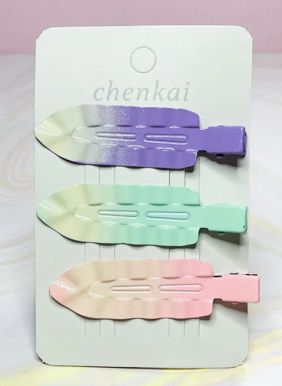TRIO DE PINZAS PARA EL CABELLO  COLOR PASTEL